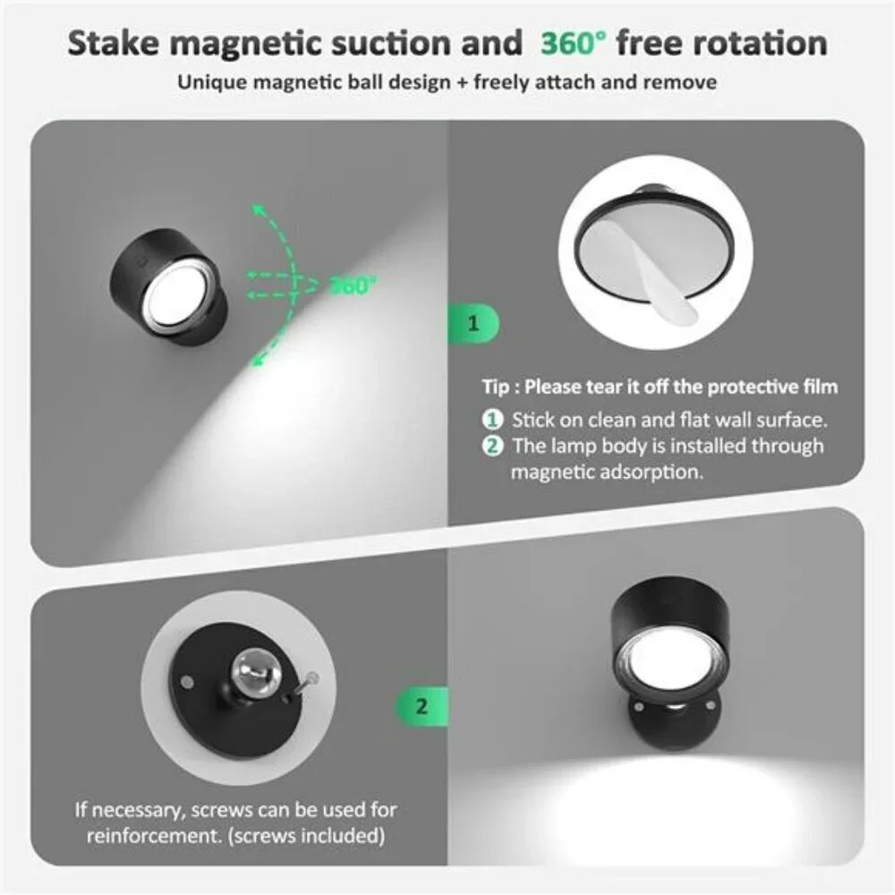 LED Wall Mounted Lights 2 Pcs with Remote Wall Sconces Lamp 3000mAh Rechargeabl